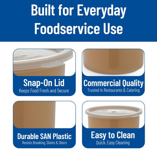 Carlisle FoodService Products Classic Round Storage Container Crock with Lid for Kitchen, Restaurants, Home, Plastic, 2.7 Quarts, Beige, (Pack of 6)