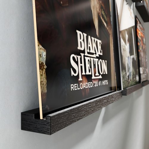 Emfogo Vinyl Record Shelf Wall Mount, 8 Pack Album Record Holder Wall, 12 inch Vinyl Record Storage Shelves Wall, Wood Record Display for Living Room(Black)