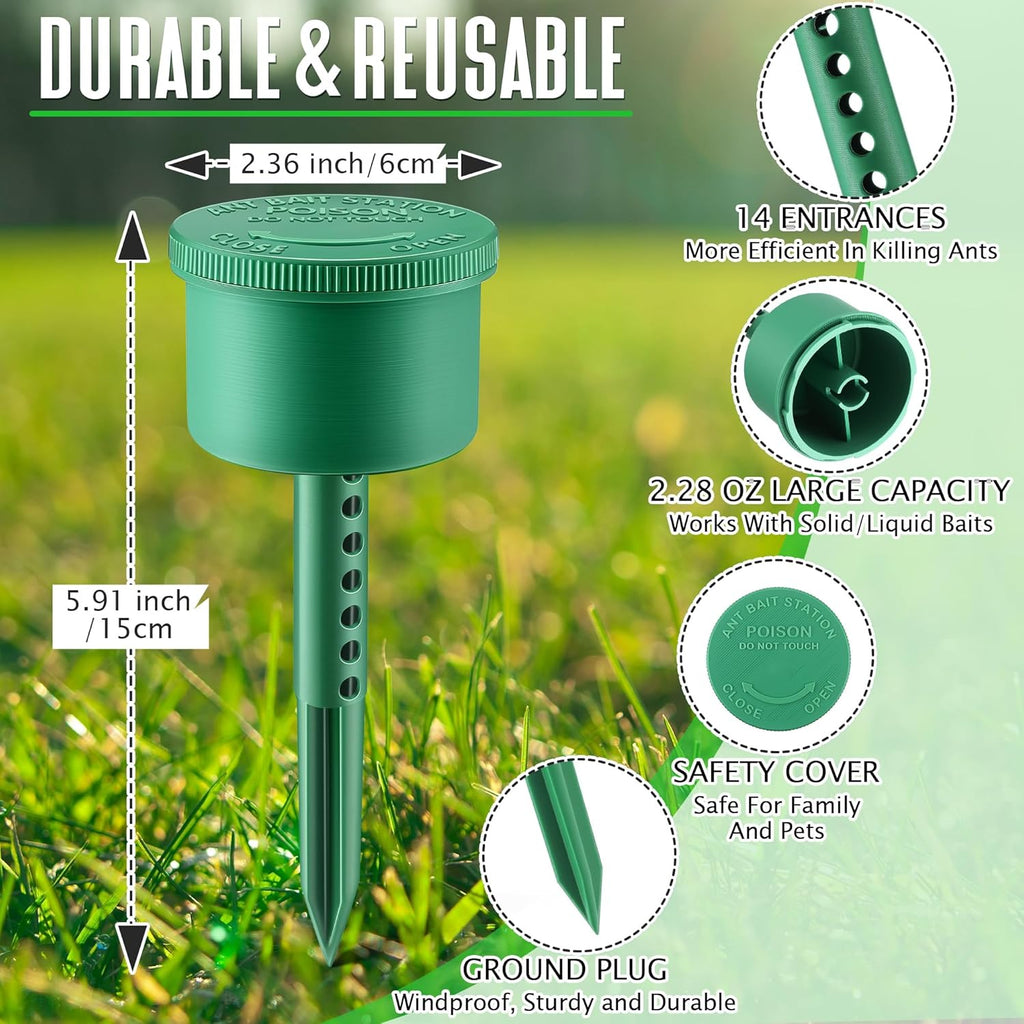 Qualirey Ant Bait Stations - Reusable Multi-Surface Ant Control for Home & Outdoor Use | 2 Pack
