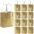 Tosnail 40 Pack 10 x 8 Inch Glossy Gold Reusable Grocery Bags Shopping Tote Bag with Handle Present Bag Gift Bag for Weddings, Birthdays, Party, Event - Gold