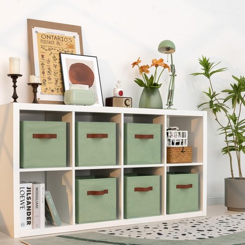 Granny Says 11-Inch Cube Storage Bins - Collapsible Fabric Baskets for Organization | Sage Green, 6-Pack
