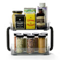 madesmart Tiered Spice Organizer, 8 Jars for Kitchen Essentials, Vertical Storage for Salt, Pepper, Cayenne, Soft-Grip Lining, Dual Handles, Smoke