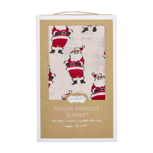Mud Pie Vintage Christmas Santa Swaddle, Pink, 47" x 47"