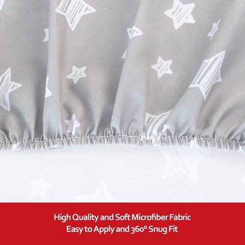 Pack and Play Sheets, 2 Pack Mini Crib Sheets, Stretchy Playard Fitted Sheet, Compatible with Graco Pack n Play, Soft and Breathable Material, Stars & Bunny