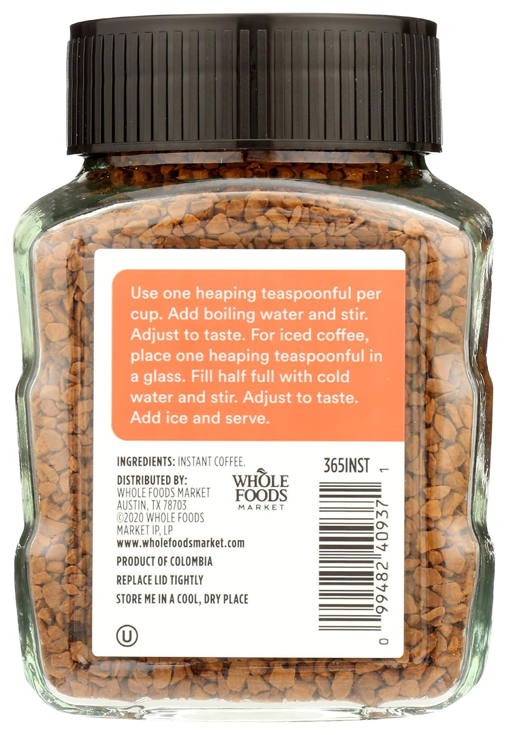 365 by Whole Foods Market Dark Roast Instant Coffee - Rich Flavor, 3.5 Ounce