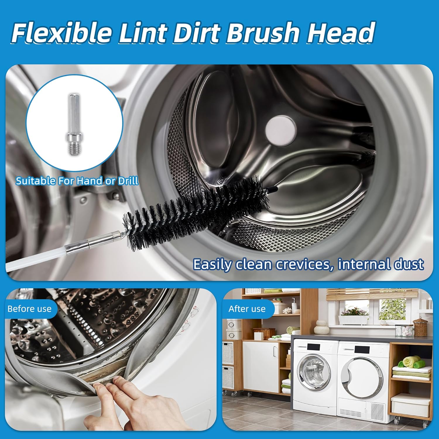 Skiennix Dryer Vent Cleaning Brush Kit - 15 Feet Flexible Nylon Rod for Lint, Chimneys & Ducts