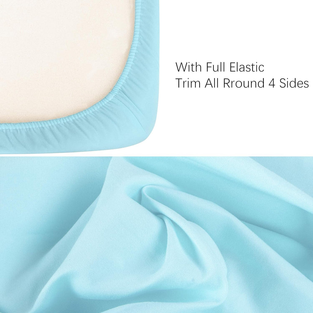 NTBAY 100% Brushed Microfiber Fitted Crib Sheet - Super Soft & Cozy 28x52 for Boys, Girls, Unisex - Aqua