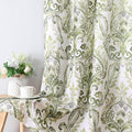 H.VERSAILTEX Green Floral Linen Sheer Curtains for Living Room, 84 inches Country Boho Style Flower Damask Patterned Printed Grommet Window Curtains for Farmhouse Bedroom, Sage Green, 2 Panels