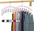 Metal Yoga Pants Hangers - Space-Saving Closet Organizer with 10 Clips | Rubber Coated, Pink