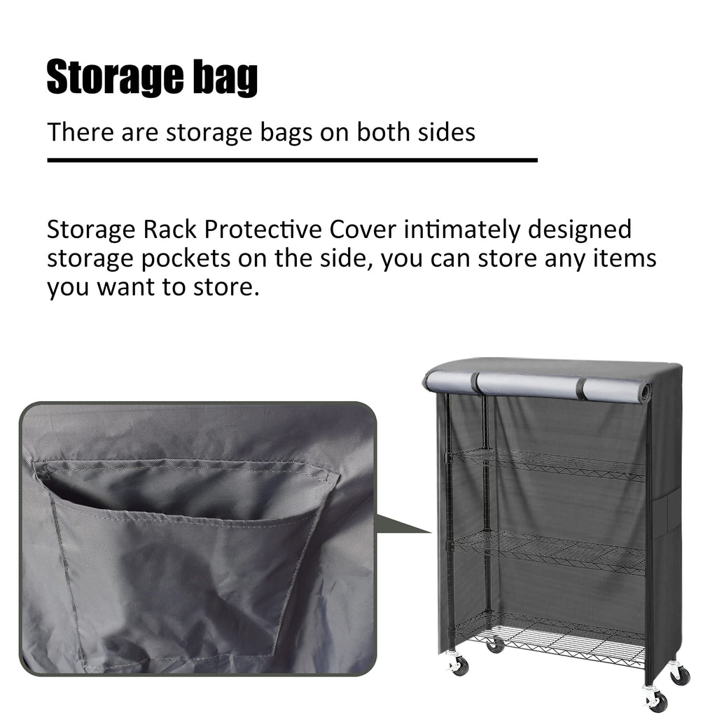 MOLLYAIR Heavy Duty 600D Wire Shelving Cover 36" x 18" x 72" - Grey Storage Rack Protector - Modern Fabric Shroud for Pantry, Laundry Room, and Basement