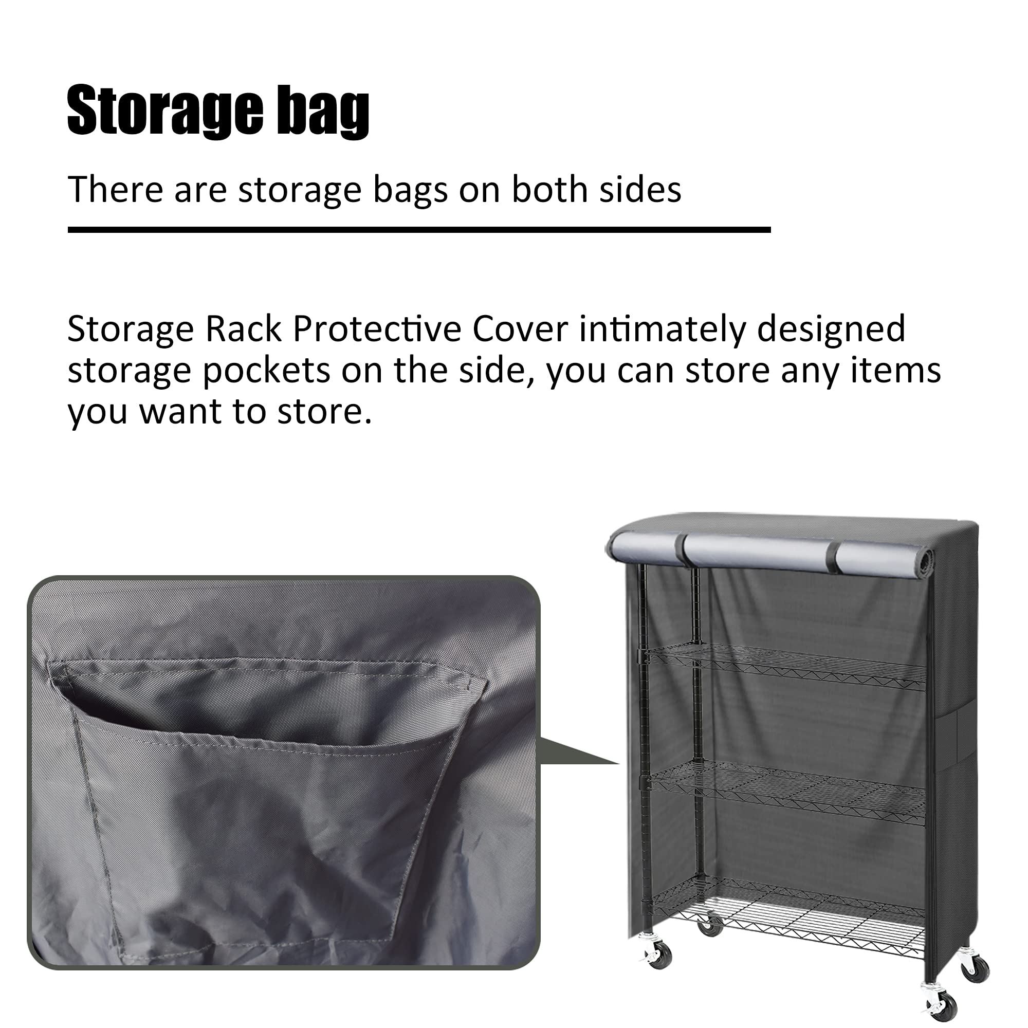 MOLLYAIR Heavy Duty 600D Wire Shelving Cover 36" x 18" x 72" - Grey Storage Rack Protector - Modern Fabric Shroud for Pantry, Laundry Room, and Basement