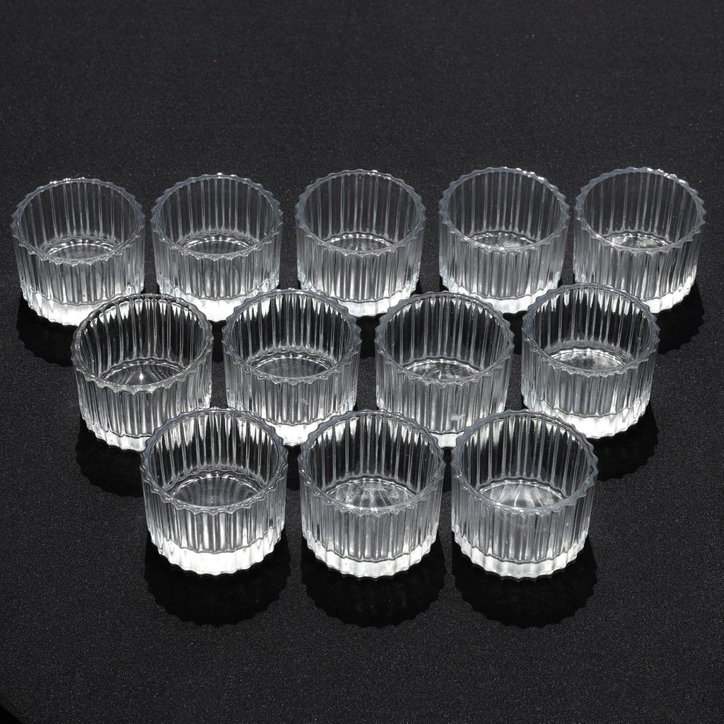 VOHO Clear Tealight Candle Holders - Set of 12 Glass Holders for Weddings & Home Decor | 2'' x 1.4''