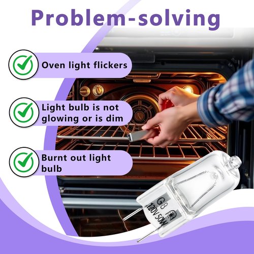 【8-Pack】 G8 Halogen Bulbs for Microwave Ovens, 120V 50W Compatible with LG 6912A40002J, GE WB08X10057 & Kenmore Models Replaces GE Oven Bulbs, Halogen Bulbs for Range Hoods and appliances