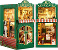 Skiennix Book Nook Kit - DIY Miniature Cat Cafe House for Adults & Teens | 3D Wooden Puzzle Decor