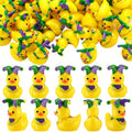 Weysat 60 Pcs Mini Mardi Gras Cruise Resin Ducks Tiny Yellow Green Purple Resin Ducks with Mardi Gras Hat Miniature Figurine Bulk Tabletop Shelf Decor for Masquerade Birthday Party Carnival Gift