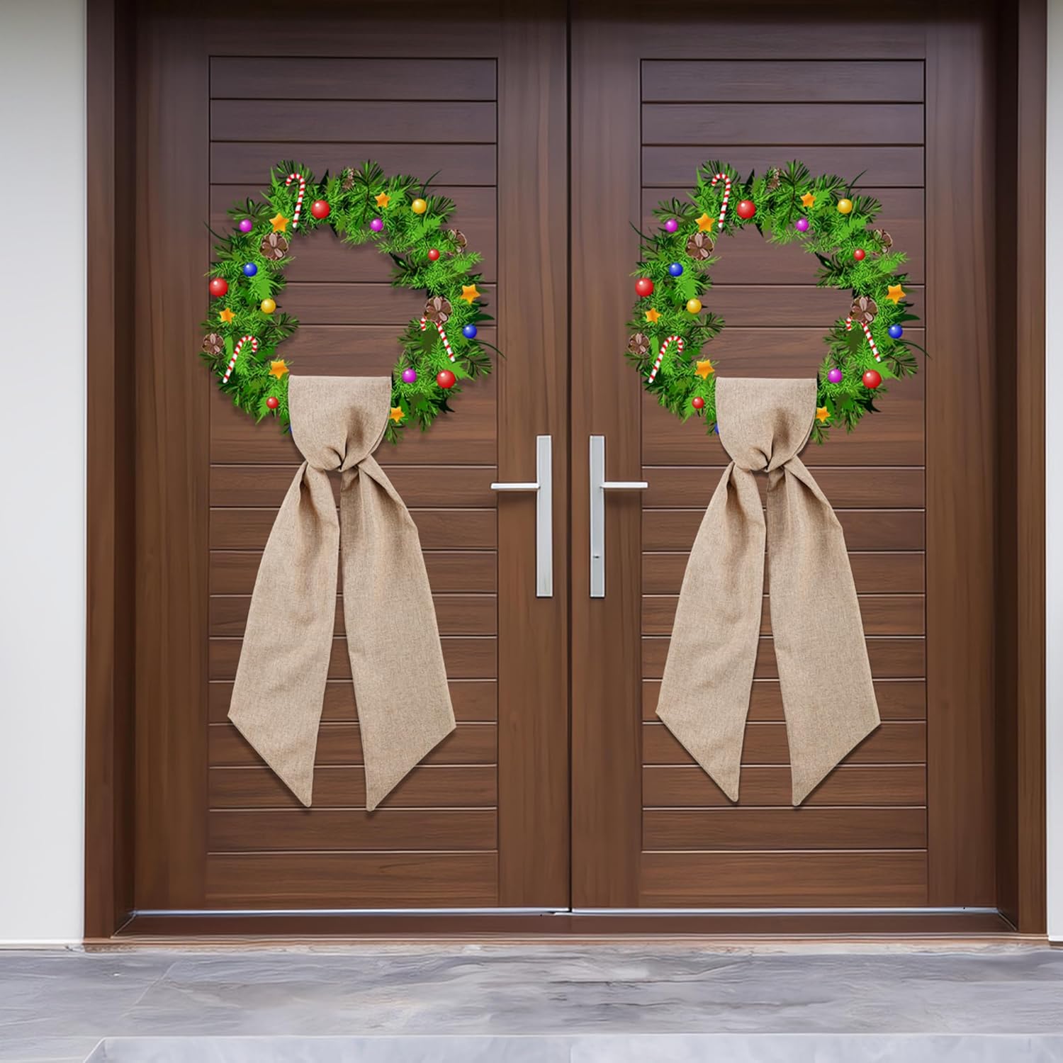 Skiennix Burlap Wreath Sash - Blank Monogram Decor for Front Door | 5'' L x 54'' W, Brown (2 Pack)