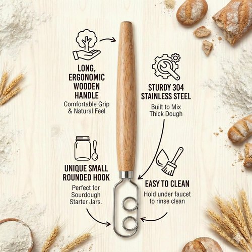 New England Sourdough Starter Co. Sourdough Starter Whisk - Small Size for Jars | Enhance Mixing for Superior Baking Results