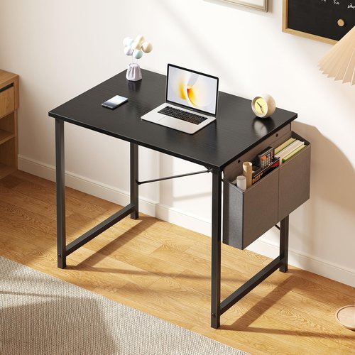 OLIXIS Computer Desk 31 Inch Home Office Desks for Small Spaces, Gaming Writing Study Work Table with Storage Bag for Bedroom, Black