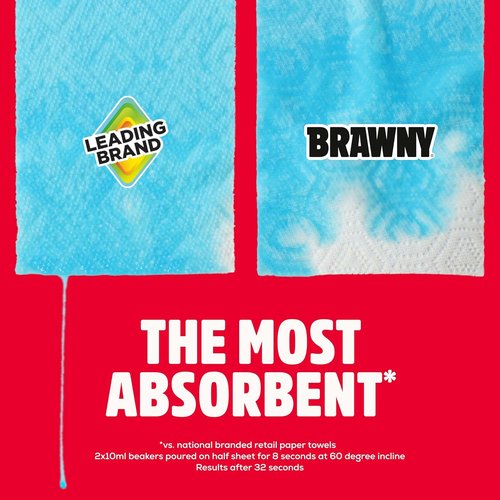 Brawny 3-Ply Paper Towels - Strong & Absorbent Tear-A-Square | 6 Double Rolls (12 Regular Rolls)