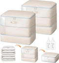 Comforter Storage Bag - Large Capacity 3-Layer Compression Organizer | Washable Beige 2-Pack