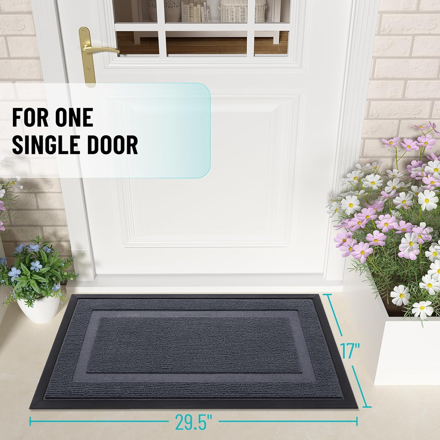 OLANLY Waterproof Front Door Mat - All-Season Indoor/Outdoor Doormat, Sturdy Natural Rubber, 29.5x17, Light Grey