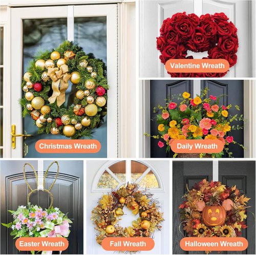 Clear Wreath Hanger by [Brand Name] - Non-Scratch Over The Door Hooks | 2 Pack for Holiday Decorations