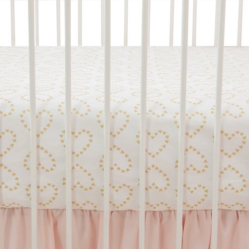 Lambs & Ivy Confetti Fitted Crib Sheet, Pink/Gold Heart
