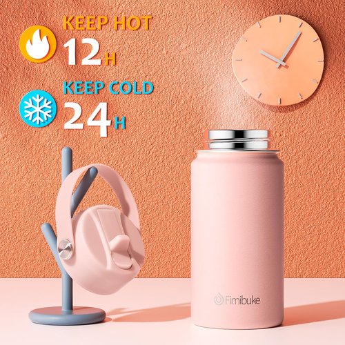 Fimibuke Kids Insulated Water Bottle - 14oz BPA-Free Stainless Steel Tumbler | Leak-Proof Double Wall Design (2 Pack, Candy/Bubble)