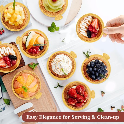 KintKita Mini Cake Boards Round 120 PCS, 3.15 Inch Cake Cardboard Dessert Plates Disposable, Platos Para Mini Flan Mousse Cupcake Base for Baking Display, Wedding & Birthday