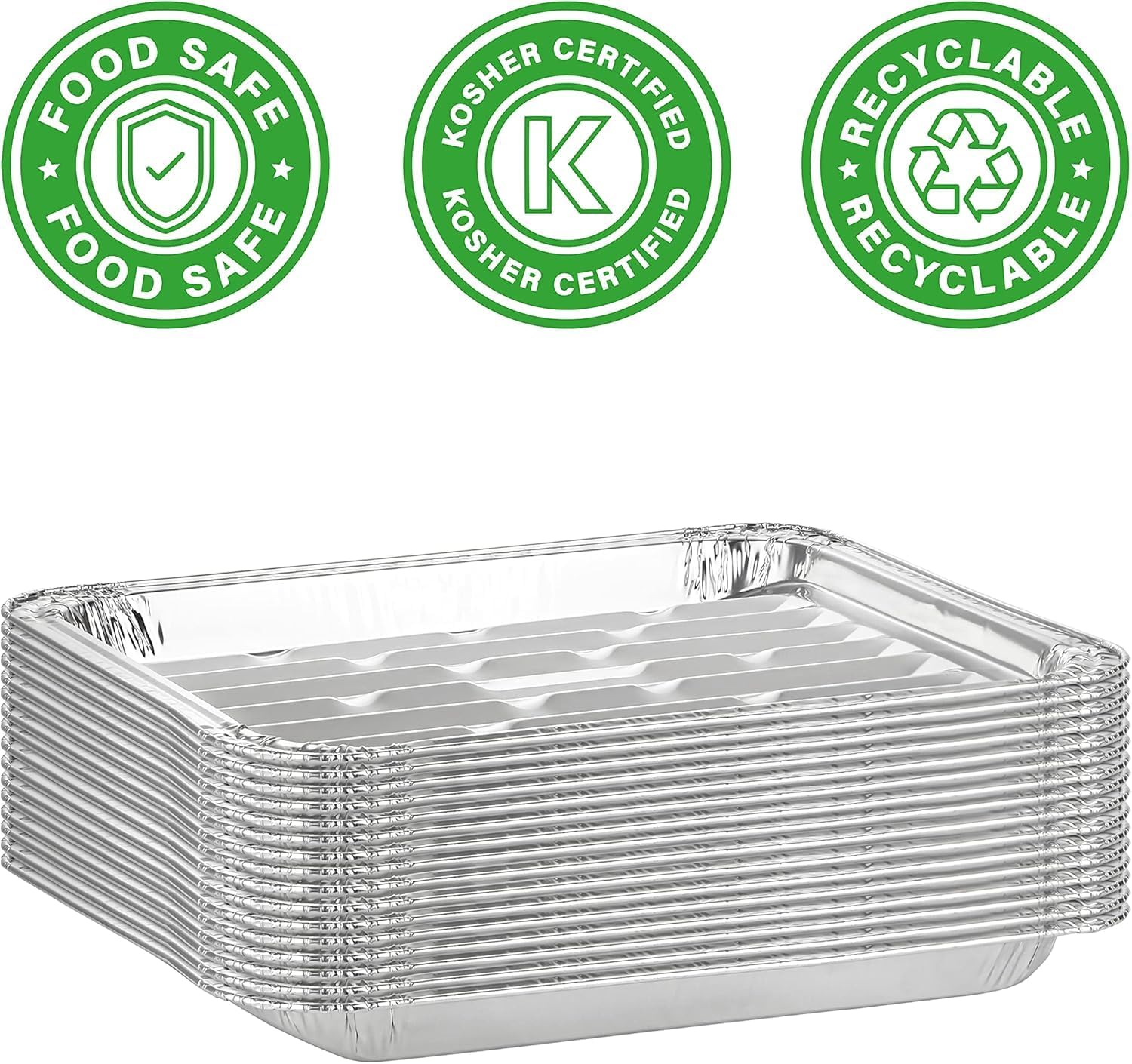 Party Bargains Aluminum Broiler Pans - Heavy-Duty 12 Pack for BBQ & Catering | Ribbed Bottom for Even Heat