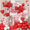 Valentines Red Pink White Balloons Arch Garland Kit, Valentine's Day Love Balloons Red Pink Heart Balloons for Women Girls Romantic Valentine Galentines Day Birthday Bridal Shower Party Decorations