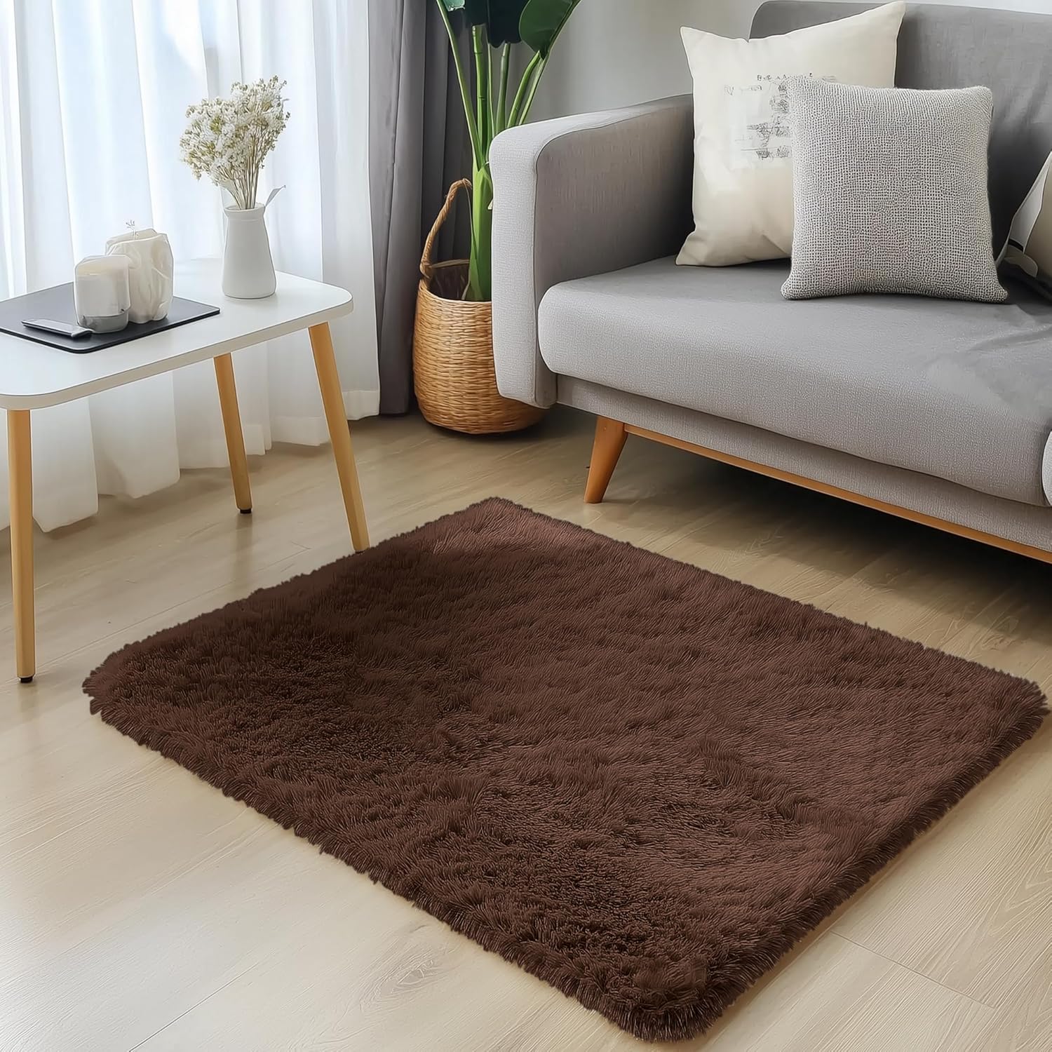 OLANLY Soft Fluffy Shaggy Small Rug - Machine Washable Indoor Carpet for Bedroom & Nursery | 2x2 ft