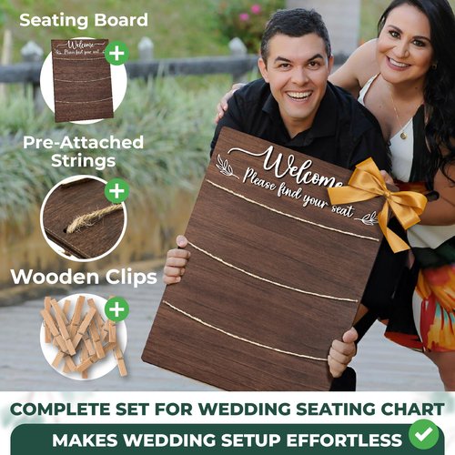 STOFINITY Wedding Seating Chart Board Display For Reception - Rustic Seating Chart For Wedding Reception Display, Find Your Seat Sign Board Decor Ideas