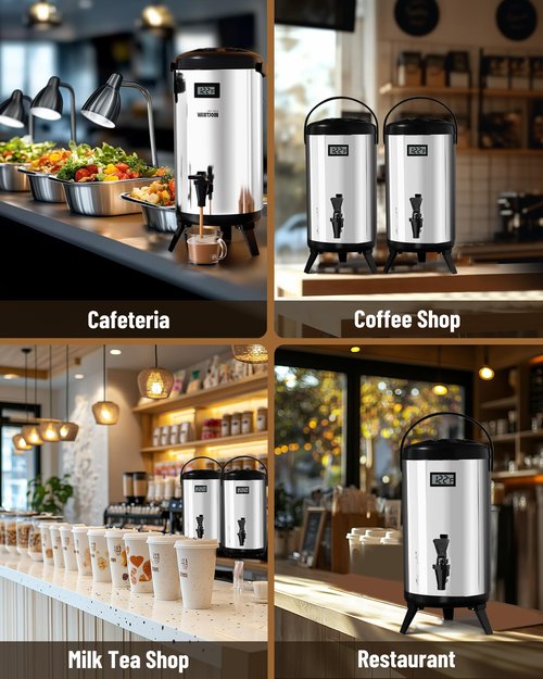 WantJoin Insulated Beverage Dispenser-75 Cup Hot&Cold water Urn for Catering-Stainless Steel Premium 12 L/3.2 Gallon Hot Drink Dispenser with Spigot for Coffee & Hot tea,Cold Milk,Water,Juice(Silver)