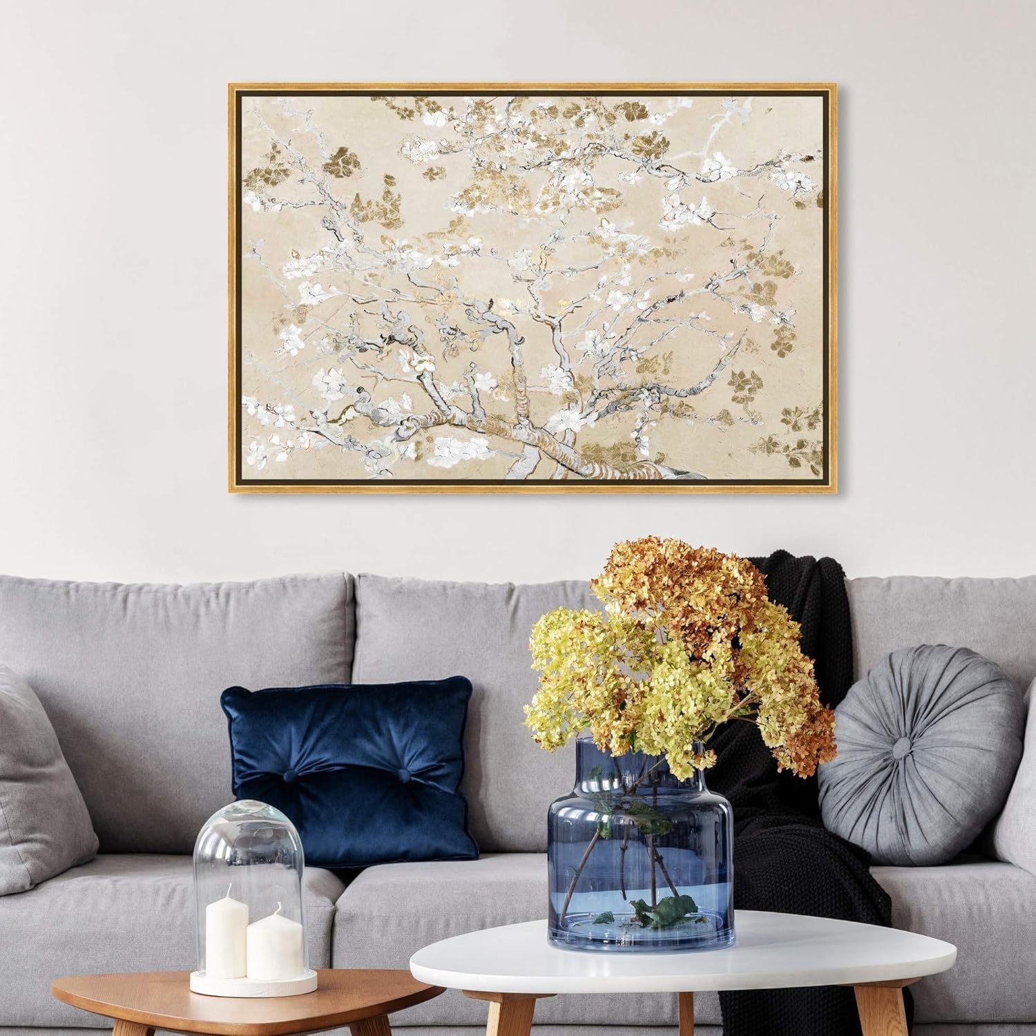 Oliver Gal Canvas Print - Van Gogh in Golden Blossoms | Elegant Wall Art for Living Room, Bedroom & Bathroom - 36" x 24" with Gold Floater Frame