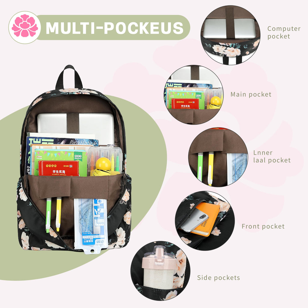 Bluboon Teens Backpack Set Girls School Backpack Lunch Box Pencil Bags Student Bookbags 3 in 1