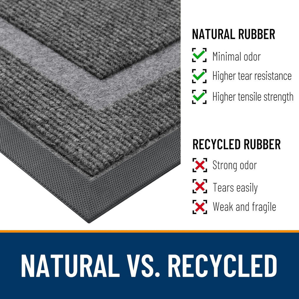 OLANLY Indoor Outdoor Front Door Mat - Waterproof All-Season Doormat, Easy Clean, 47x23, Dark Grey