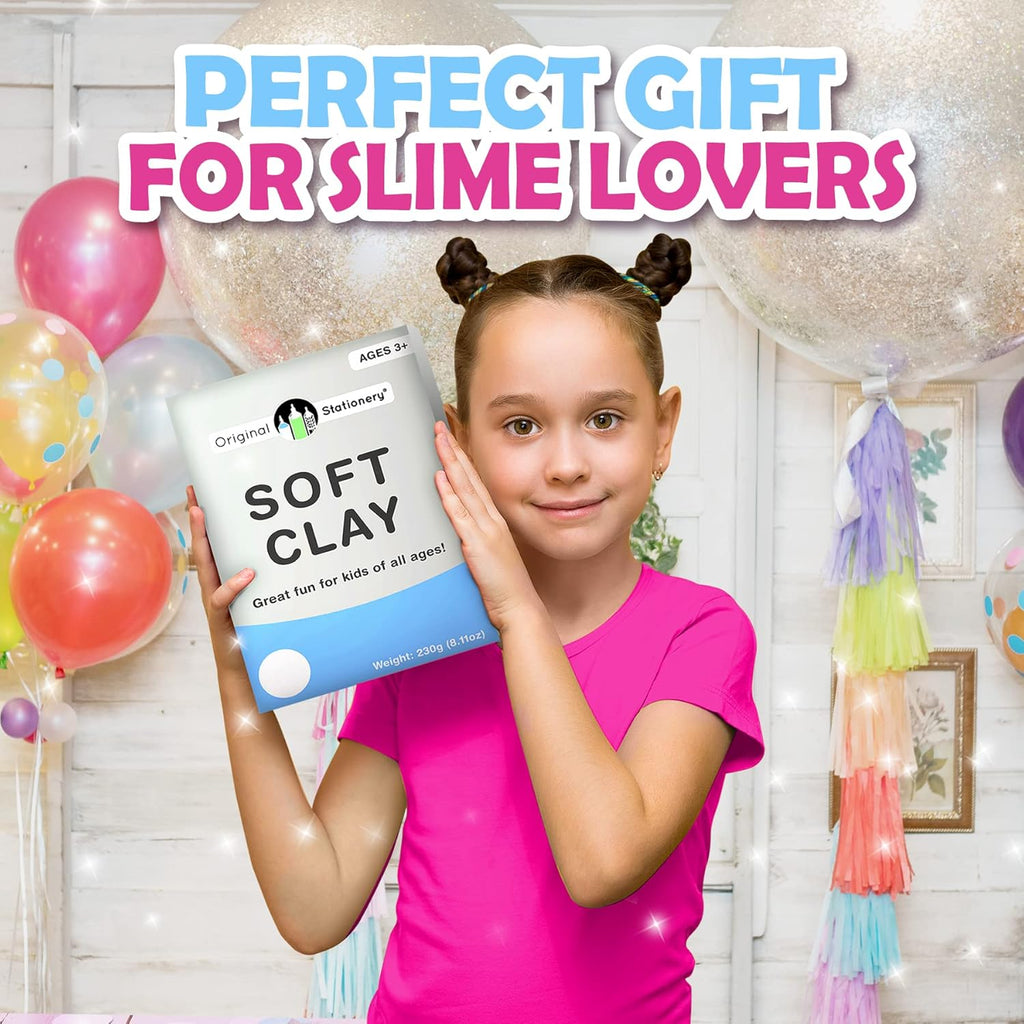 Original Stationery Soft Clay - White Foam Clay Add-In for Slime Making | 230g (8.1 oz) - Stretchy Air-Dry Texture