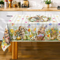 Unibyby Easter Tablecloth 60 x 84 Inch Rectangle, Easter Bunny Table Cloth Buffalo Check Plaid Kitchen Table Cover for Dining Room Spring Oblong Tablecloth Indoor Decor