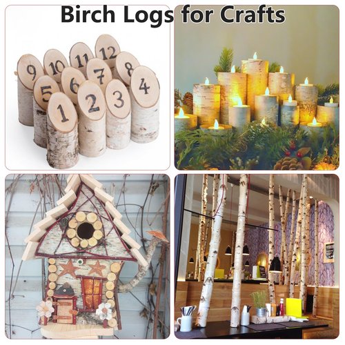 6 Pack Birch Logs Decorative Natural Birch Log for Decoration,Crafts,DIY,White Birch Logs for Fireplace Decor Firewood(Logs:1.4"-2.6" Dia. x 16.5" Length)