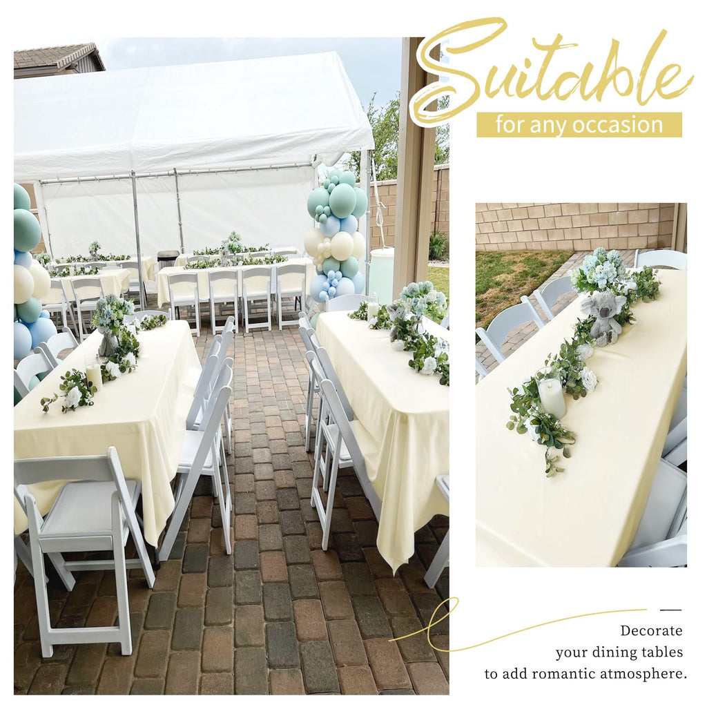 Showgeous 12 Pack Table Cloth Beige Tablecloth 60 x 102 Inch Table Clothes for 6 Foot Rectangle Tables, Wrinkle Resistant Washable Polyester Table Cover for Wedding Parties Banquet