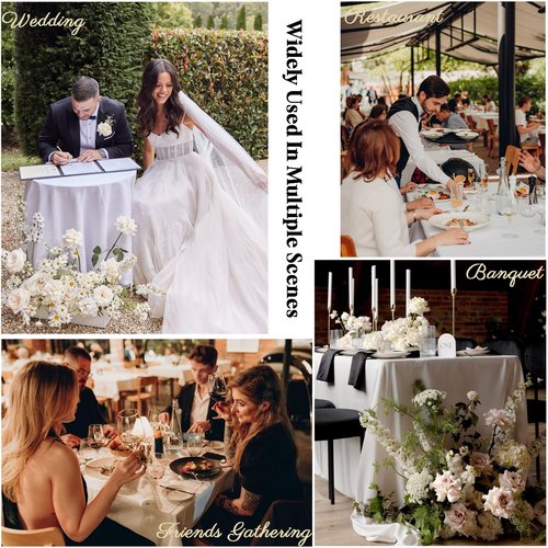 Dugpit 12Pack White Table Cloth Rectangle tablecloths 60x102Inch,Polyester Table Cloths for 6 Foot Rectangle Tables,Wrinkle Resistant Washable Fabric for Christmas Wedding,Banquet,Party