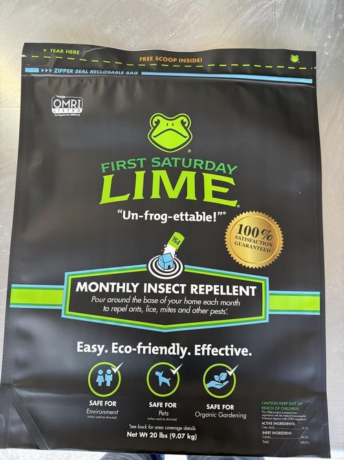 First Saturday Lime Insect Deterrent - 20LB Bag | Monthly Outdoor Insect Shield | Multi-Purpose Ant Control