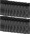 Foil Curtain Backdrop - 20 Pack Black Metallic Tinsel Fringe Curtains for Parties & Celebrations