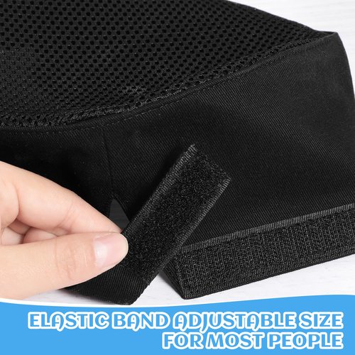 Jeere 20 Pcs Unisex Chef Hat Adjustable Kitchen Cooking Caps Sushi Beanie Breathable Mesh Top Skull Cap for Men Women Adult (Black)