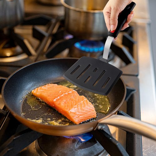 KCKHFA Silicone Wide Spatula, Slotted Turner for Cooking or Baking, Large Pancake Spatula for Egg, Fish, Steak, Flipping and Wok Use, Dishwasher Safe