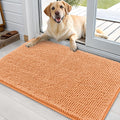 OLANLY Dog Door Mat - Absorbent Non-Slip Washable Chenille Mat for Muddy Paws | 35x24 Inches, Orange