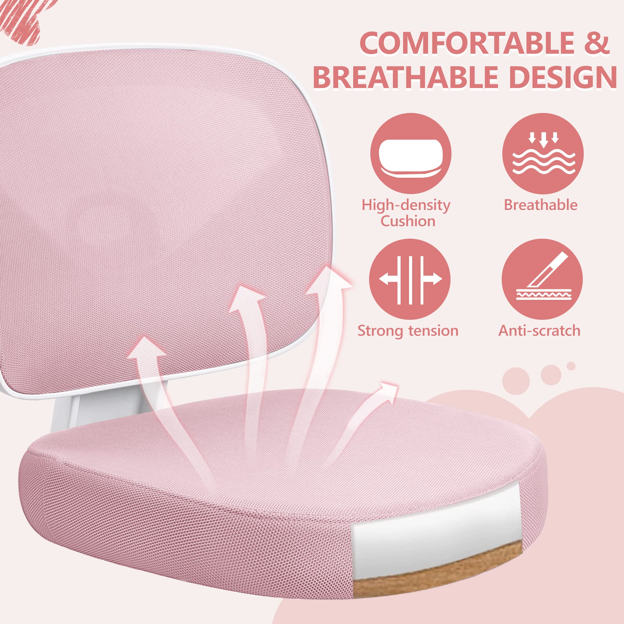 Primy Kids Desk Chair, Pink Study Chair for Boys Girls with Height Adjustable, Swivel Mesh Task Student Chairs for 4-12, Growing Teen Office Chair for Home/School/Office (Pink)