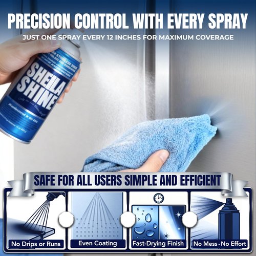 Sheila Shine 3oz Stainless Steel Cleaner and Polish - Cleans, Polishes & Protects Kitchen Appliances, Refrigerators, Sinks, Ovens & Grills - Stainless Cleaner Spray for Residue & Streak Free Shine
