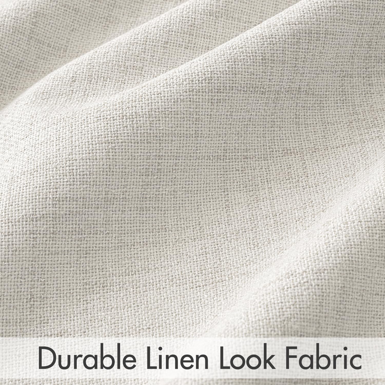 MIULEE 100% Blackout Curtains 90 inches Long Linen Curtains & Drapes for Bedroom Back Tab Living Room Darkening Full Black Out Window Curtain Panels Rod Pocket, Beige, 2 Panels Set